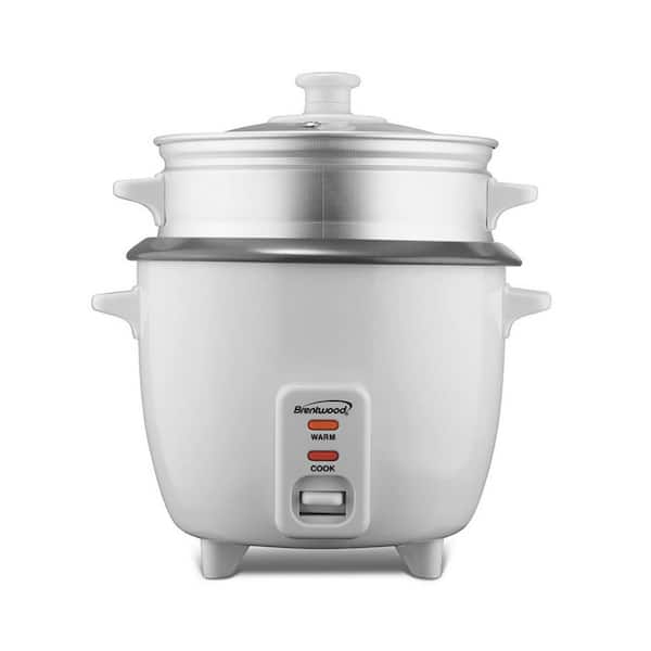 Brentwood 4 Cup Rice Cooker White Non-Stick with Steamer