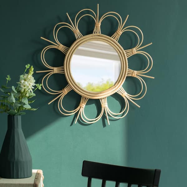GILDED WOOD MIRROR IN CIRCULAR SHAPE WITH CARVED DECORAT…