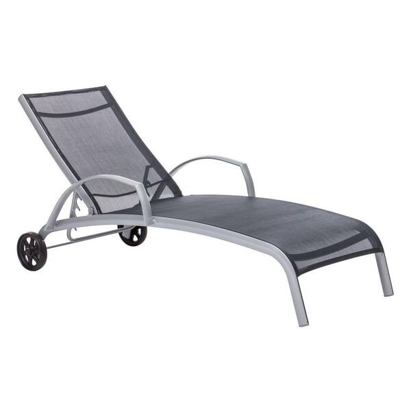 ZUO Casam Black and Silver Patio Chaise Lounge
