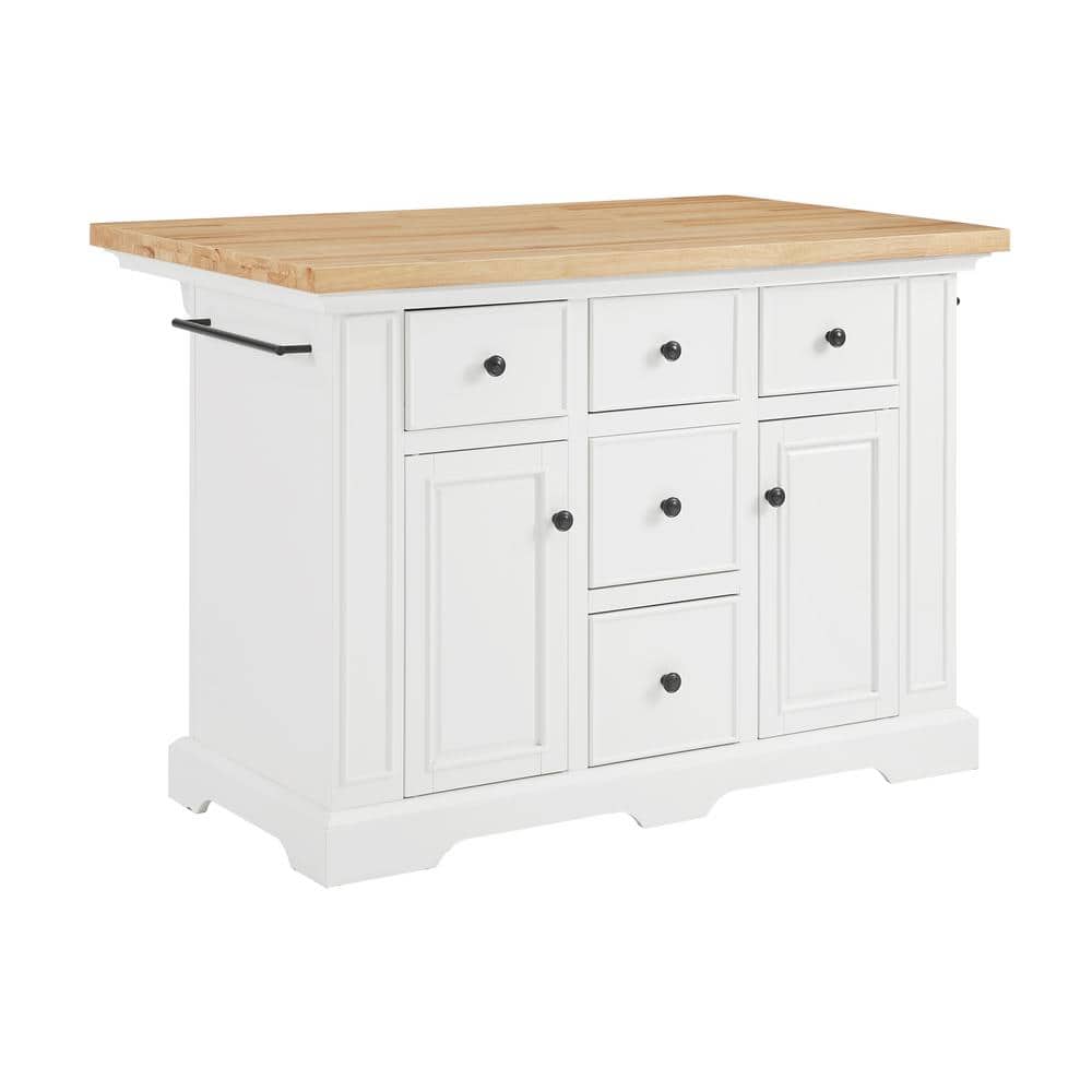 CROSLEY FURNITURE Julia White Kitchen Island with Wood Top KF30025WHNA