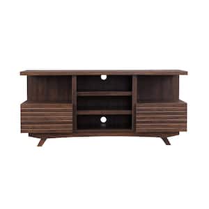 Mid Century 54 in. Rough Sawn Cherry TV Console with Hidden Storage fits TV's up to 60 in. with Cable Management