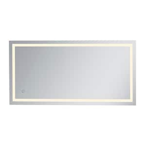 Timeless 36 in. W x 72 in. H Framed Rectangular LED Light Bathroom Vanity Mirror in Silver