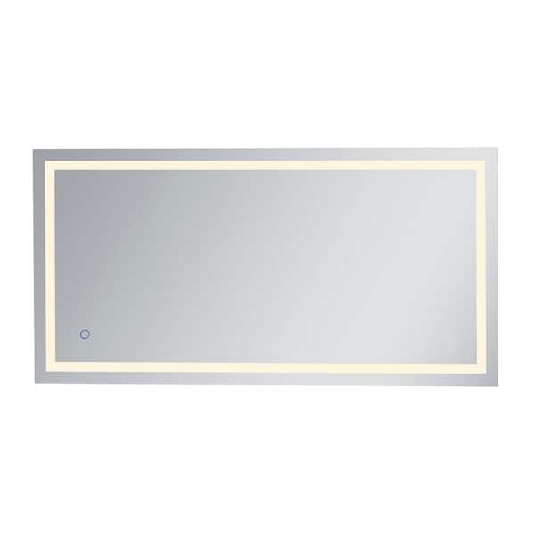 Unbranded Timeless 36 in. W x 72 in. H Framed Rectangular LED Light Bathroom Vanity Mirror in Silver
