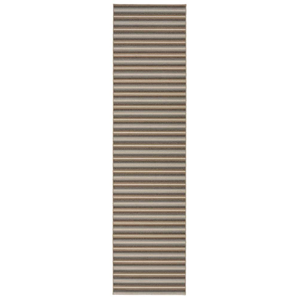 Nantucket Stripe Earth Tone 3' x 12' Tufted Runner Rug
