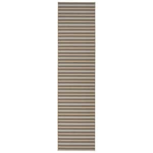 Nantucket Mutlicolor Earth Tone 3 ft. x 12 ft. Stripe Rectangle Runner Rug