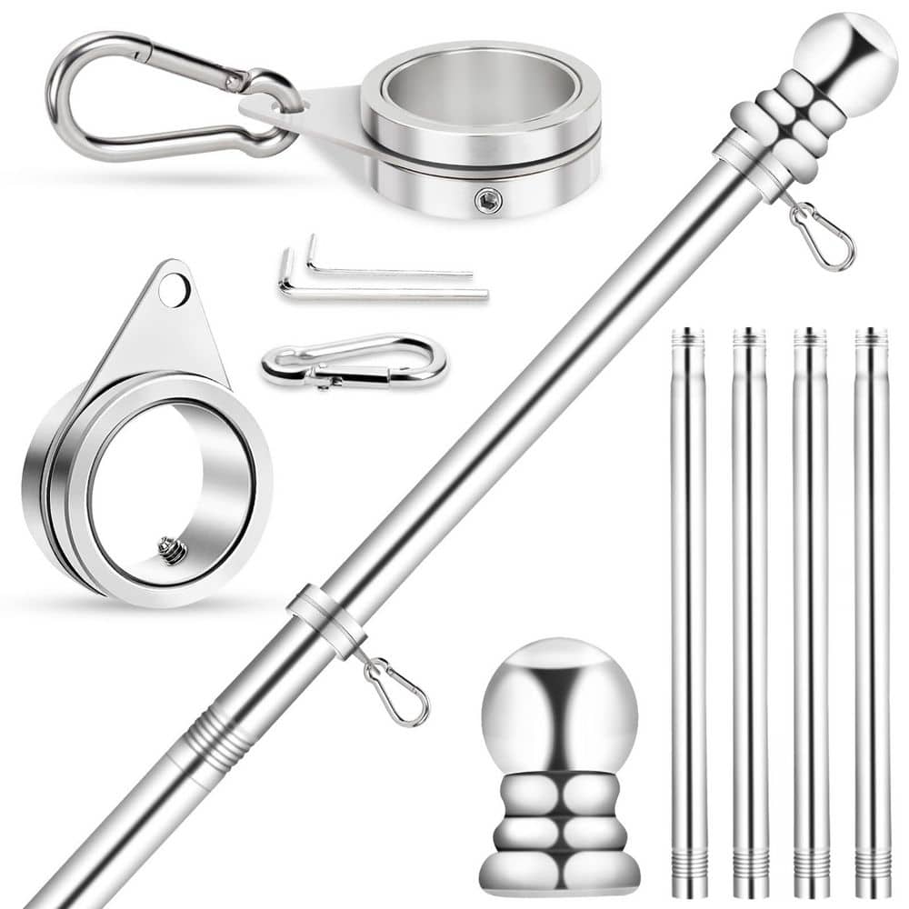 5 ft. Stainless Steel Telescoping Flagpole with 360 Degree Rotating Rings Tangle Free for 3x5 Flag, Without Bracket price history on PriceWatchPro