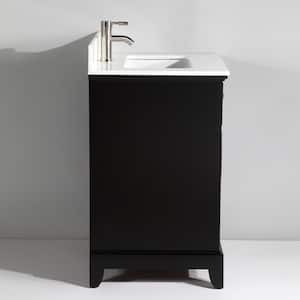 Genoa 48 in. W x 22 in. D x 36 in. H Bath Vanity in Espresso with Engineered Marble Top in White with Basin and Mirror
