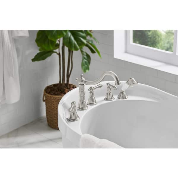 Lyndhurst 2-Handle Deck-Mount Roman Tub Faucet with Handheld Shower in Brushed Nickel Lyndhurst 2-Handle Deck-Mount Roman Tub Faucet with Handheld Shower in Brushed Nickel