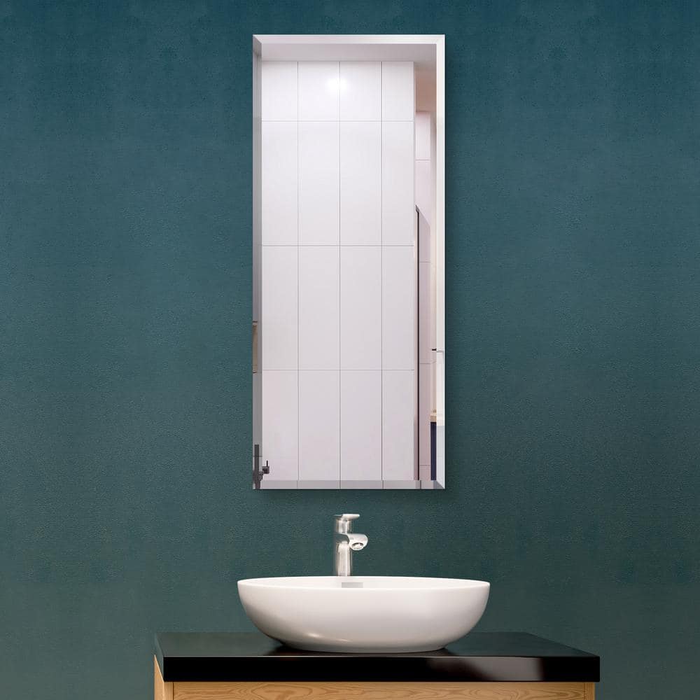 Sleek 18" x 40" Frameless Rectangular Polished Wall Mirror