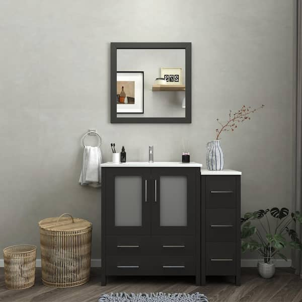 Vanity Art 42 in. W x 18 in. D x 36 in. H Bathroom Vanity in Espresso with Single  Basin Vanity Top in White Ceramic and Mirror VA3030-42E - The Home Depot