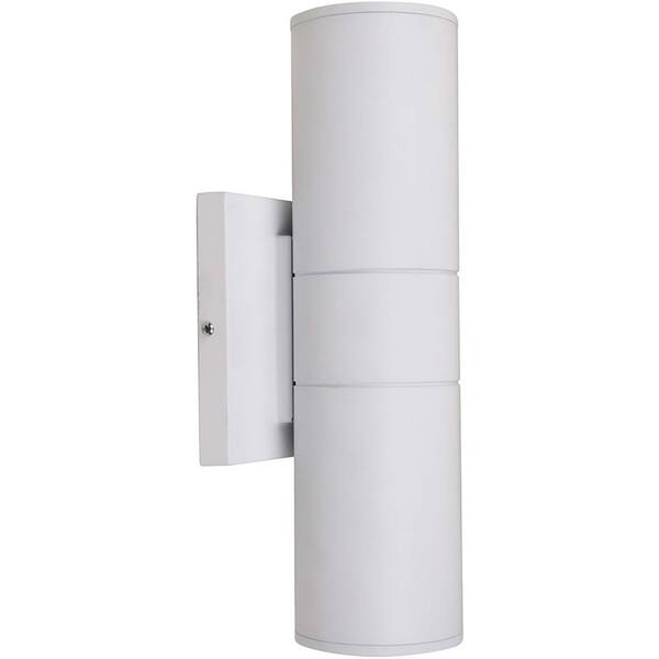 Filament Design 2-Light White Outdoor Integrated LED Wall Lantern Sconce