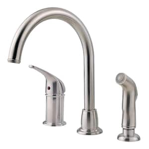 Cagney Single-Handle Standard Kitchen Faucet with Side Sprayer in Stainless Steel