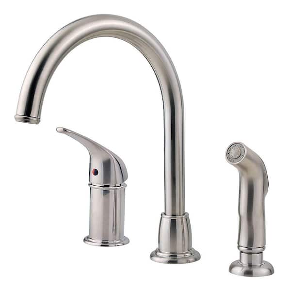 Pfister Cagney Single-Handle Standard Kitchen Faucet with Side Sprayer in Stainless Steel