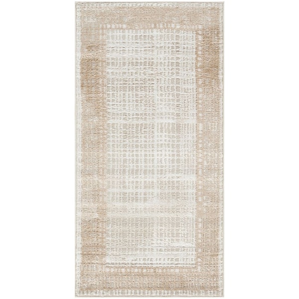 Dekor Ivory Beige 2 ft. x 4 ft. Abstract Contemporary Area Rug