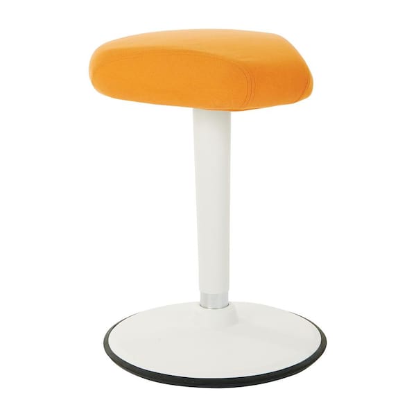 Office Star Products Active 24 in. to 34 in. White Frame and Orange Fabric Perch Seat