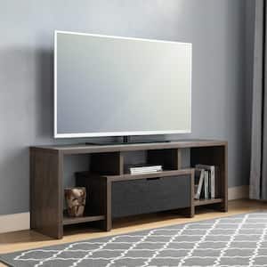 Walnut Oak And Black TV Stand Fits TV's up to 60 in. with Drawers and Shelves