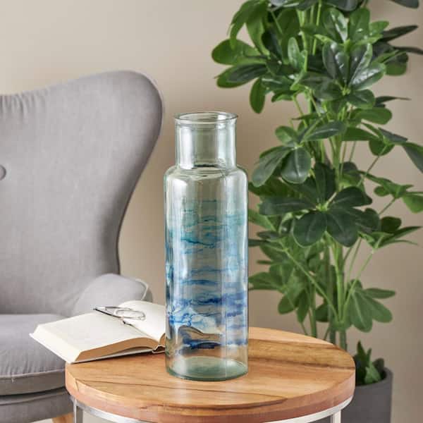 Litton Lane Blue Ombre Recycled Glass Abstract Decorative Vase