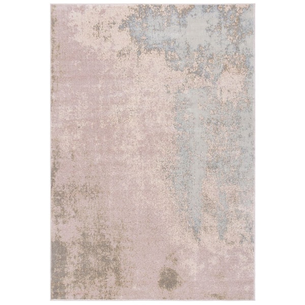 Noble 5 ft. x 8 ft. Pink/Cream Distressed Contemporary Area Rug