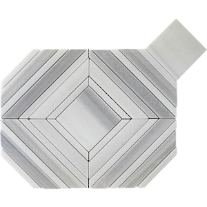 Zebra Cloud Gray 9 in. x 11.3 Polished Marble Look Floor and Wall Tile (3.53 sq. ft./Case) (5-Pack)