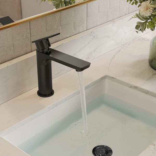 3 in. Mid Arc Spout Height Single Handle Single Hole Bathroom Faucet with Spot Resist in Matte Black