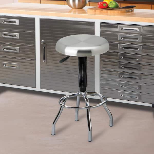 Seville Classics Adjustable Height Brushed Stainless Steel Bar Stool