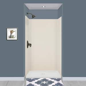 Expressions 36 in. x 48 in. x 72 in. 3-Piece Easy Up Adhesive Alcove Shower Wall Surround in Cameo
