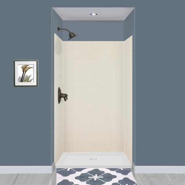 Transolid Expressions 36 in. x 48 in. x 72 in. 3-Piece Easy Up Adhesive Alcove Shower Wall Surround in Cameo