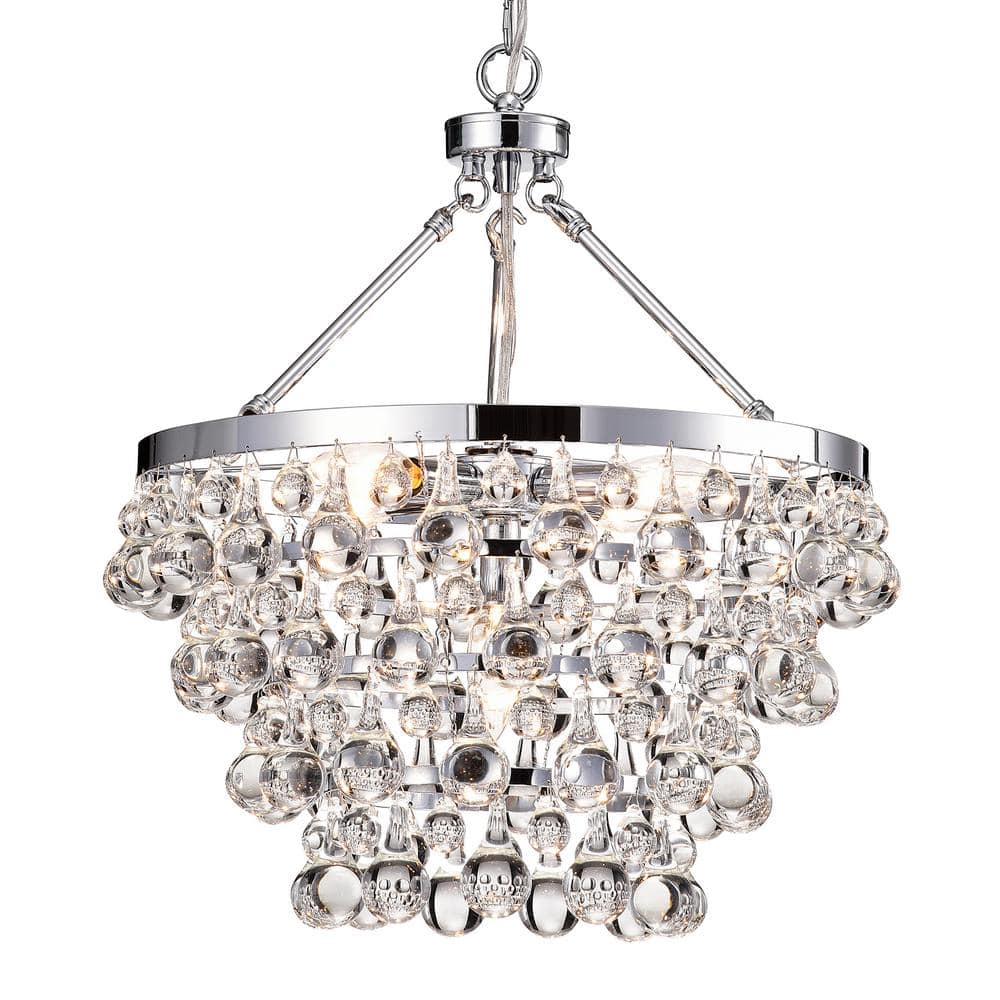 Edvivi Clarus Modern 5-Light Chrome 4-Tier Chandelier with Hanging