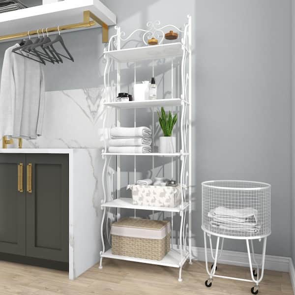French Kitchen White Marable Bakers Rack + Reviews