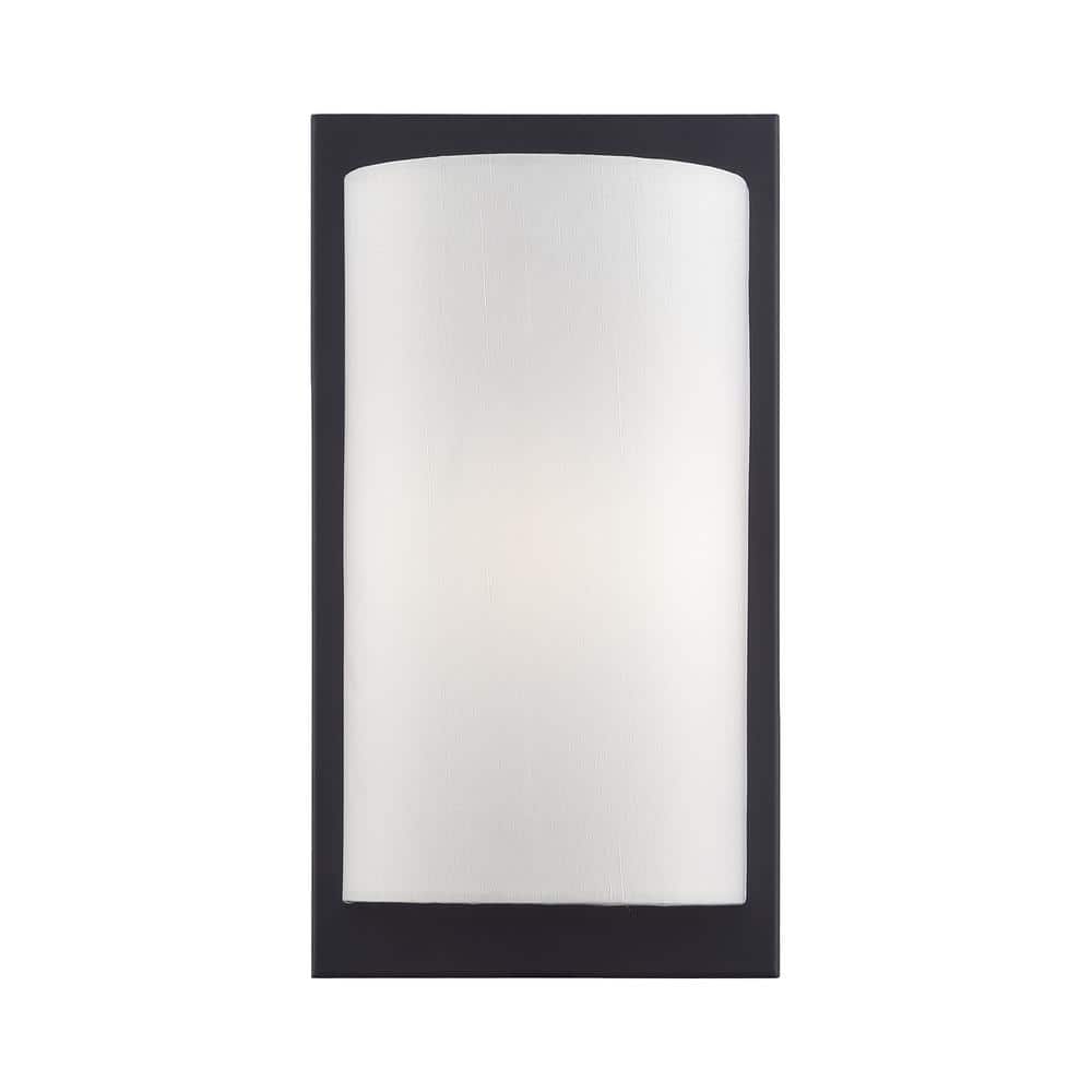 Brenton 6 in. 1-Light Black ADA Wall Sconce with Off-White Fabric Shade price history on PriceWatchPro