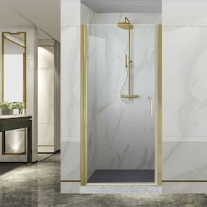 34-35.5 in.W x 72 in.H Pivot Swing Frameless Shower Door with 1/4 in Clear SGCC Tempered Glass and Brushed Gold Finish