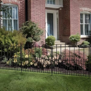 Empire 29 in. H x 36 in. W Black Steel 3-Rail Fence Panel (4-Pack)