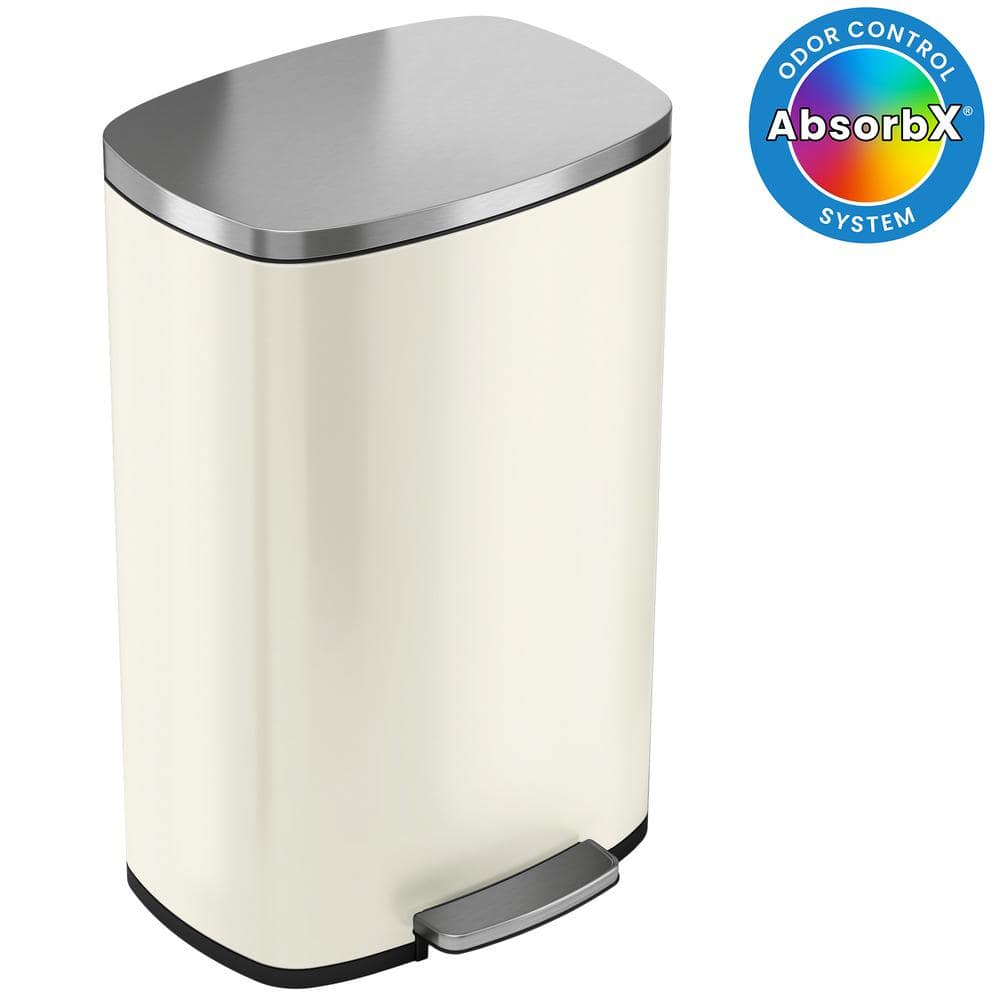 13.2 Gal. / 50 Liter Ivory White SoftStep Rectangular Household Metal Trash Can with Odor Filter price history on PriceWatchPro