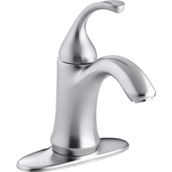 KOHLER Forte Single Hole Single-Handle Low-Arc Water-Saving Bathroom Faucet in Brushed Chrome