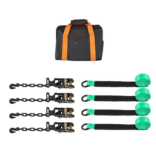 Wheel Chock Tie-Down Kit, Tire-Style Tow Dolly Strap, Car Tie Down Kit with Heavy-Duty Hook, Break Strength 10009 lbs.