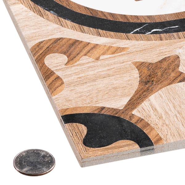 Istanelle Square 7.88 in. x 7.88 in. Matte Byzian Brown Porcelain Marble Tile Sample