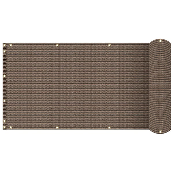 3 ft. x 50 ft. Brown Balcony Privacy Fence Screen with UV Blockage for Balcony Porch Patio Deck Yard