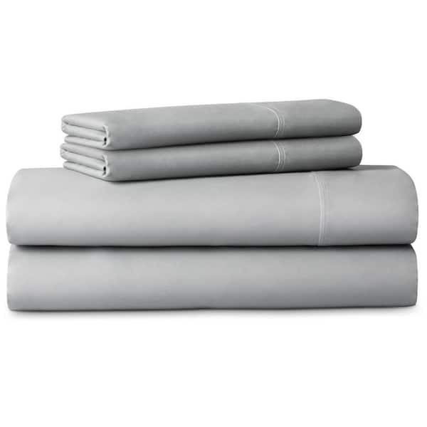 LUCID 5-Piece Gray Solid 600 Thread Count Cotton Blend King - Split Sheet Set
