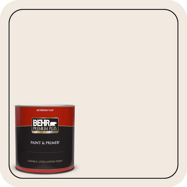BEHR PREMIUM PLUS 1 qt. #720C-1 White Truffle Flat Exterior Paint & Primer