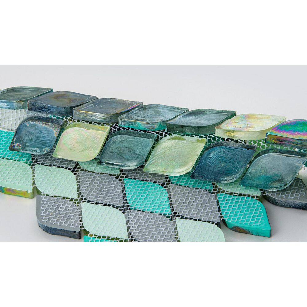 Caribbean Iridescent Glass Arabesque Mosaic Wall Tile Sample