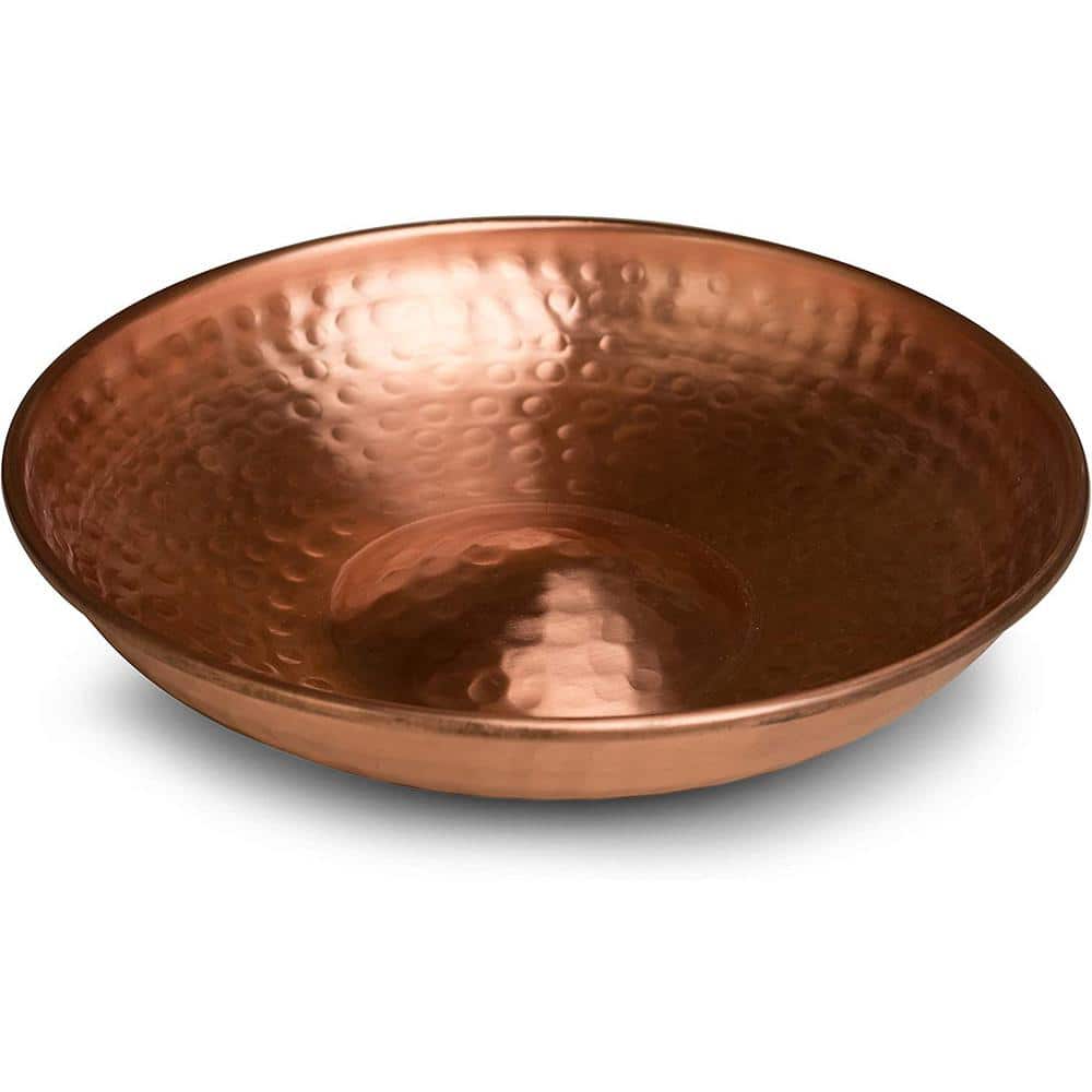 Copper Hand Hammered Hanging Bird Bath with Black Chain