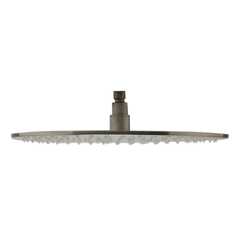 Brushed Nickel Round LED Rain Shower Head with Temperature Control