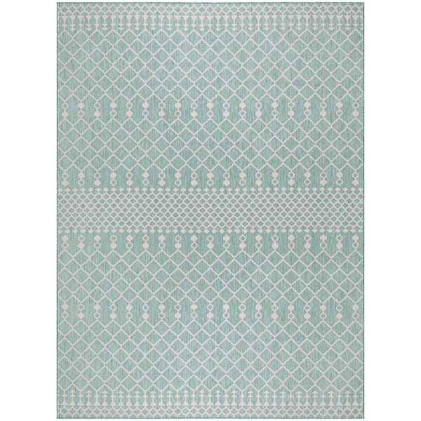 Positano Aqua 8 ft. x 10 ft. Moroccan Contemporary Area Rug