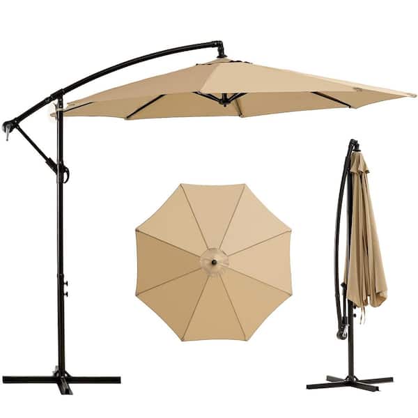 Inner Decor 9.1 ft. x 10 ft. Cantilever Umbrella in Beige, Offset Outdoor Patio Umbrella