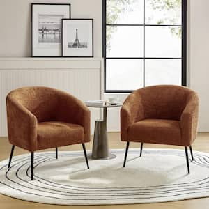 Gideon Rust Modern Boucle Armchair with Metal Legs Set of 2