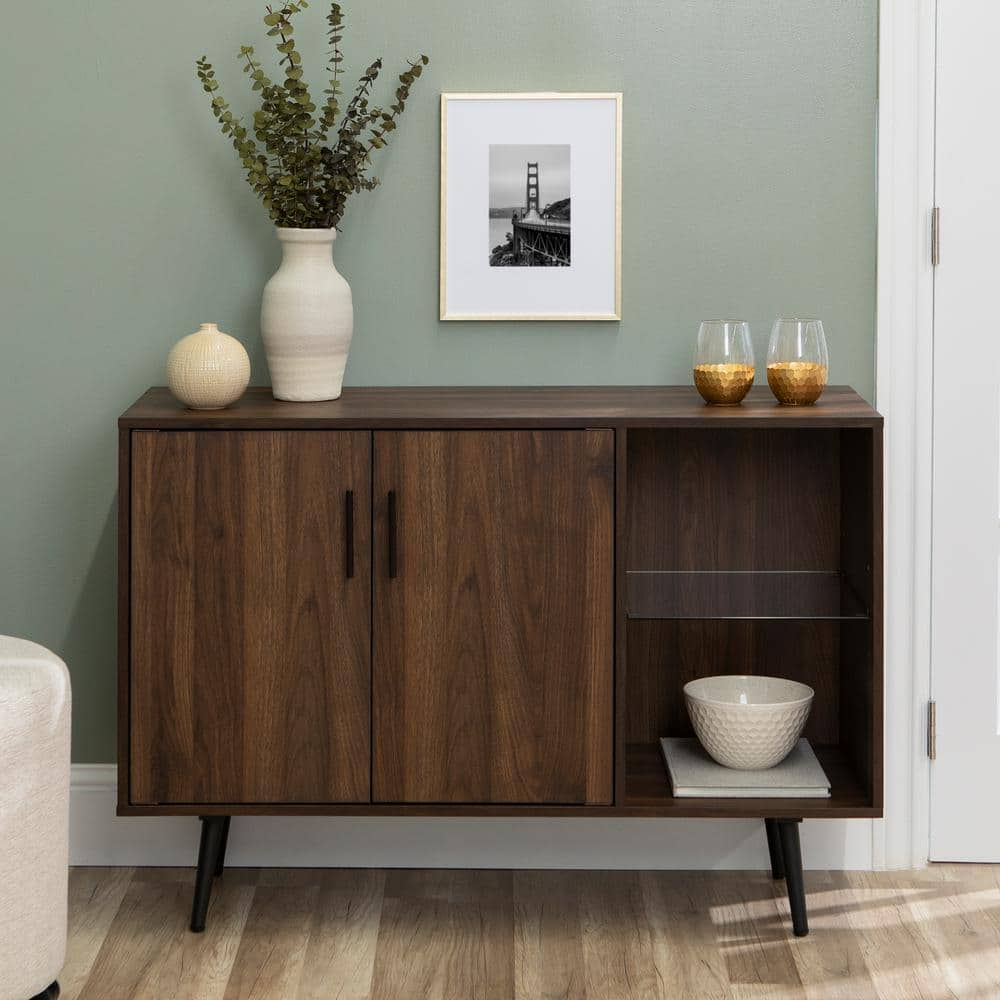 Walker Edison Furniture Company 44in. Mid Century Modern TV Stand Buffet -  Dark Walnut HDU44MCADW - The Home Depot