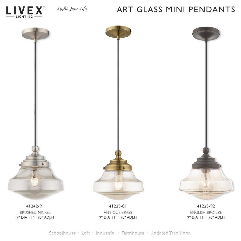 Brushed Nickel Mini Pendant with Smoke Glass Shade