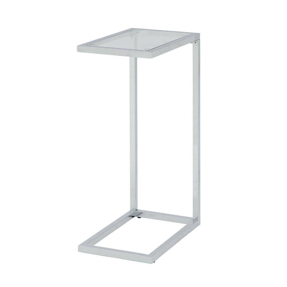 10 in. Silver Rectangle Glass End Table