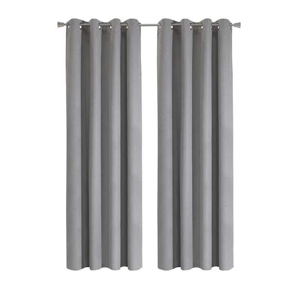 Duo Vice Versa Grey to Taupe Polyester Textured 52 in. W x 95 in. L Grommet Indoor Blackout Curtain (Single Panel)