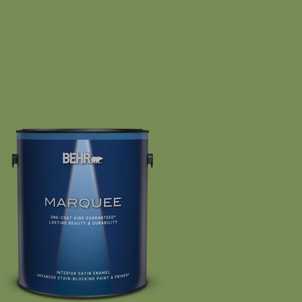 BEHR MARQUEE 1 gal. #MQ6-52 Lucky Clover One-Coat Hide Satin Enamel Interior Paint & Primer